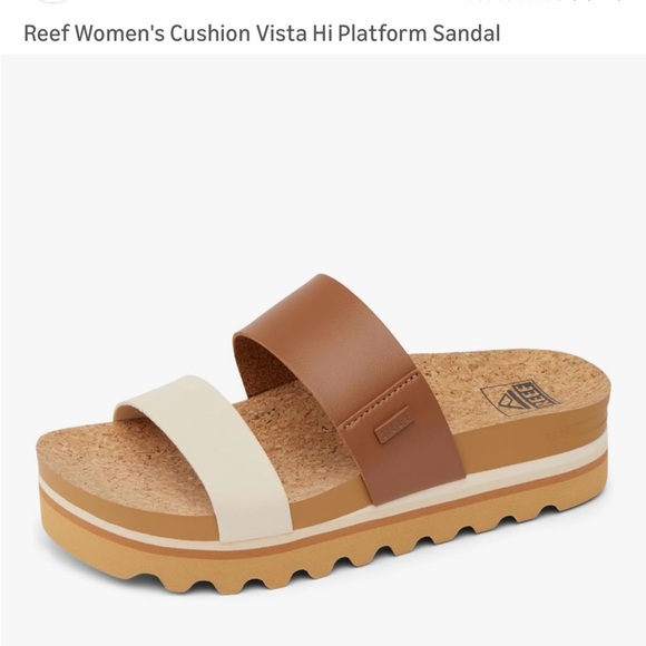Reef Cushion Vista High Platform Sandals in Choc Duo Size 7 like new - Picture 7 of 9